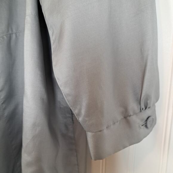 VTG Duckwear / Misty Harbor Long Trench Rain Coat Womens L Blue Button Front 80s - Picture 6 of 12